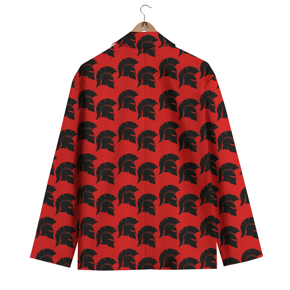 Spartan Red And Black Print Pattern Men's Blazer-grizzshop