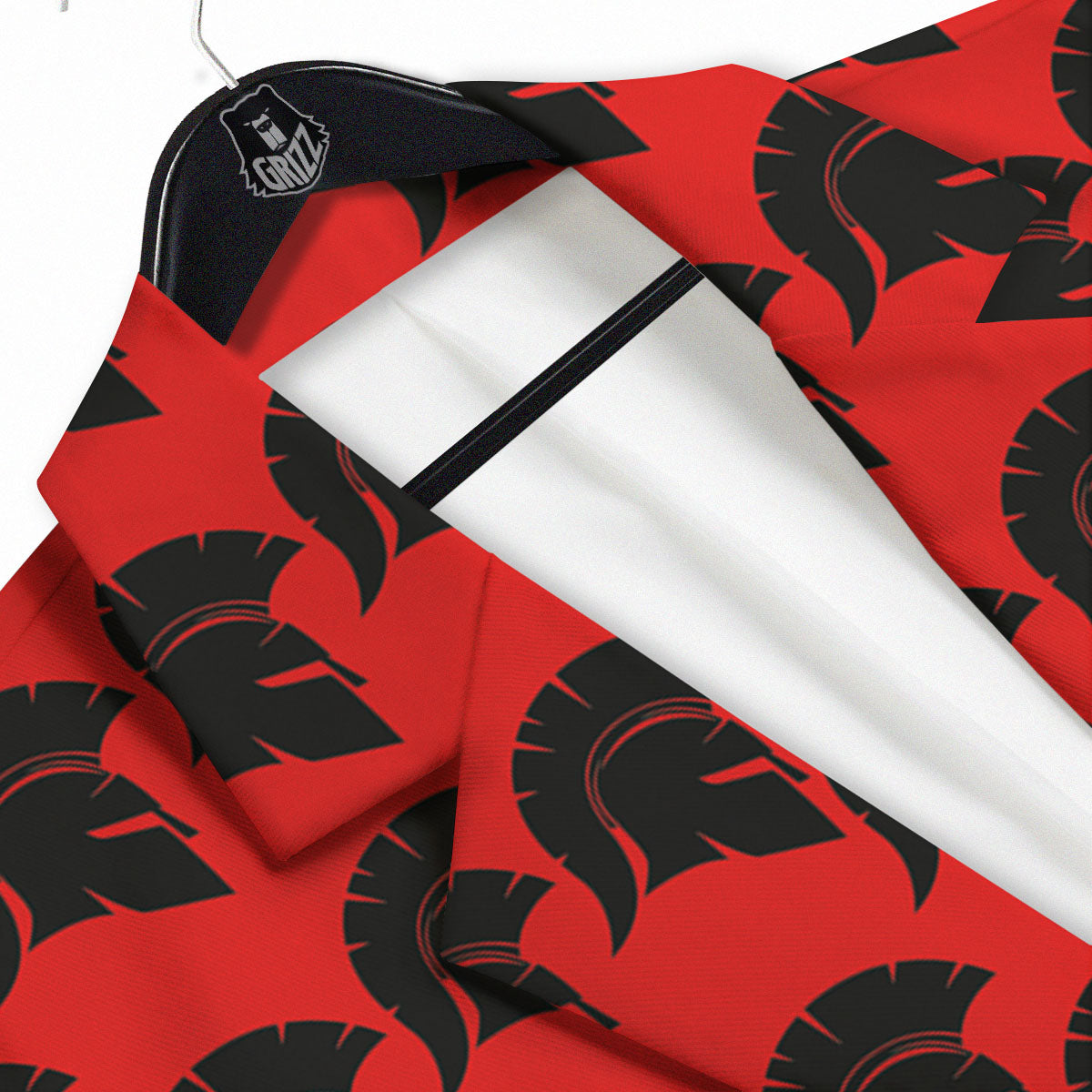 Spartan Red And Black Print Pattern Men's Sport Coat-grizzshop