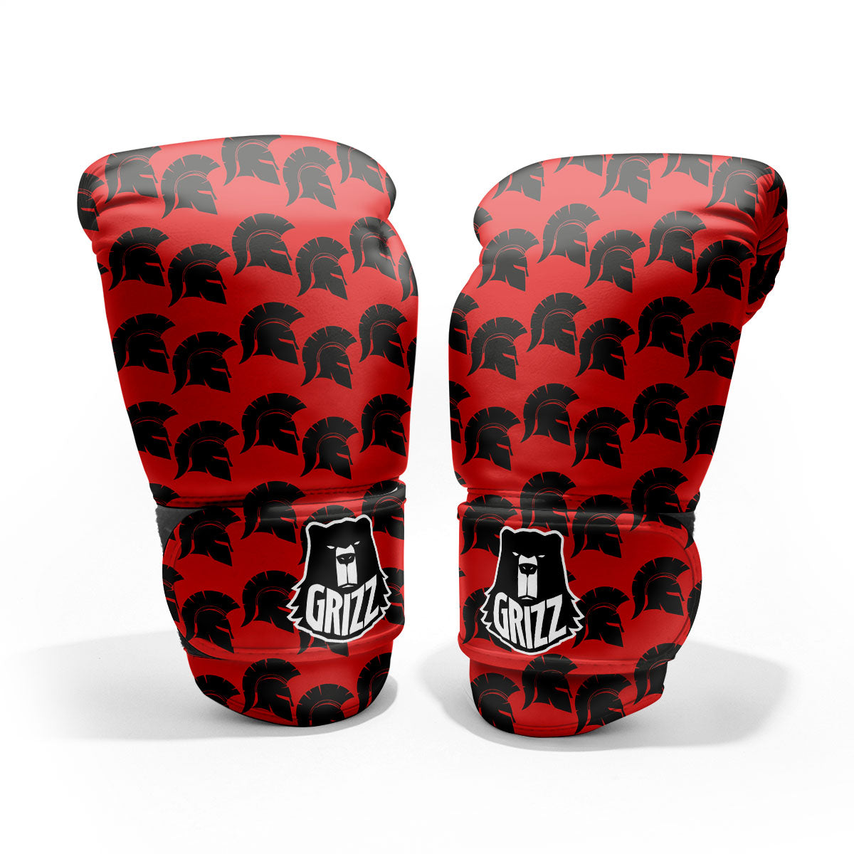 Spartan Red And Black Print Pattern Pro Boxing Glove