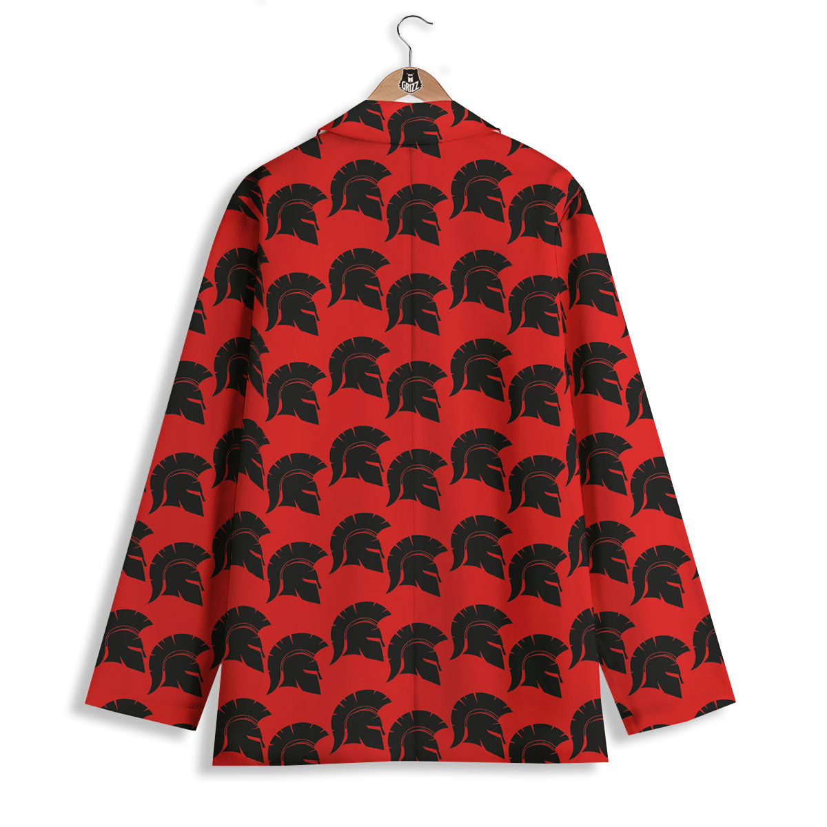 Spartan Red And Black Print Pattern Women's Blazer-grizzshop