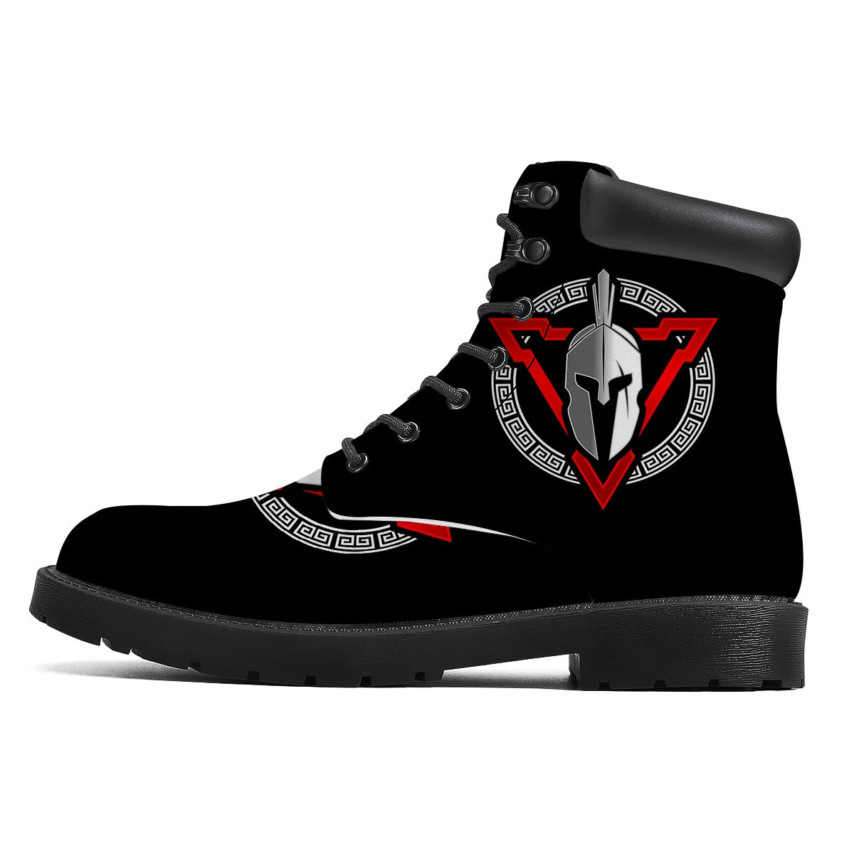 Spartan Red And White Print Boots-grizzshop