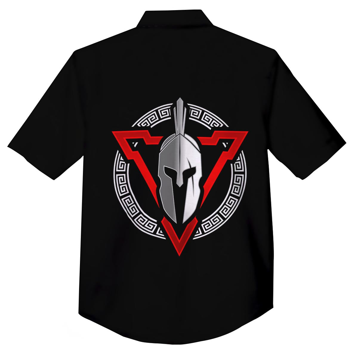 Spartan Red And White Print Button Up Shirt-grizzshop