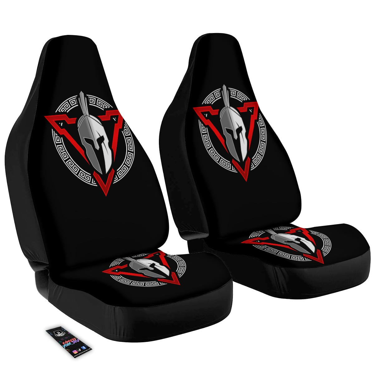 Spartan Red And White Print Car Seat Covers-grizzshop