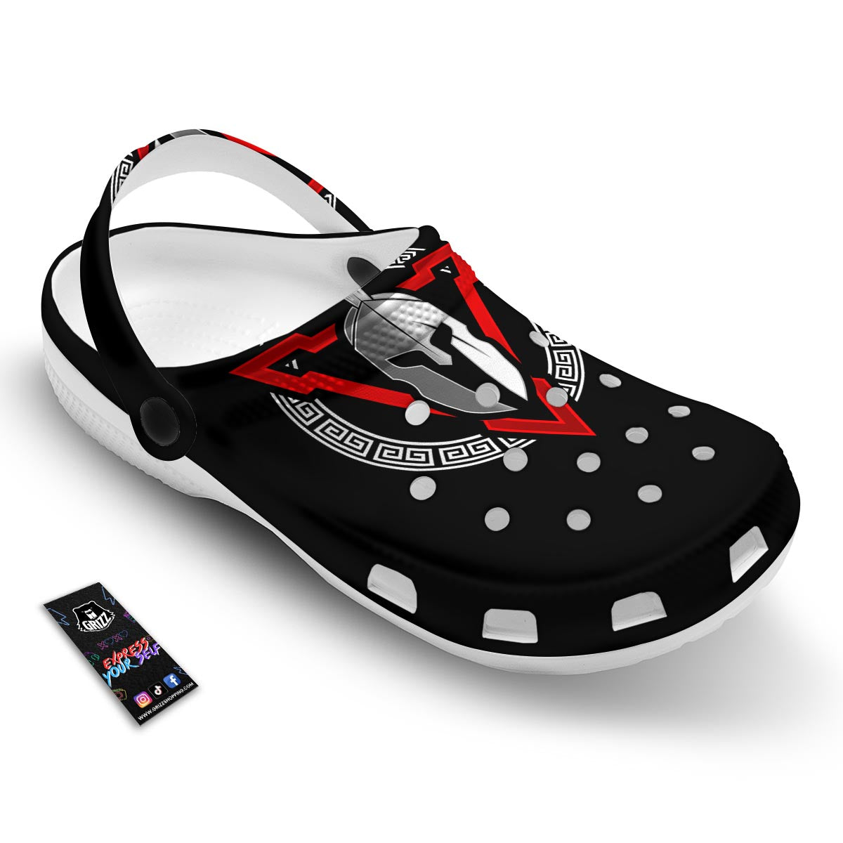 Spartan Red And White Print Clog-grizzshop