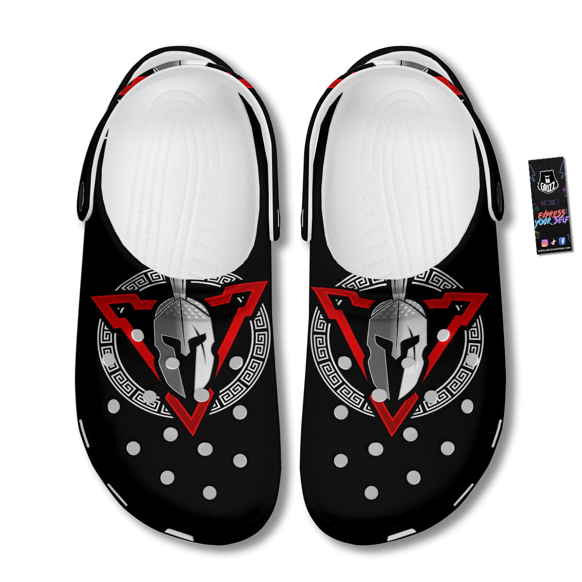 Spartan Red And White Print Clog-grizzshop