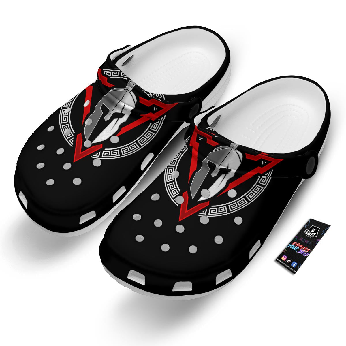 Spartan Red And White Print Clog-grizzshop