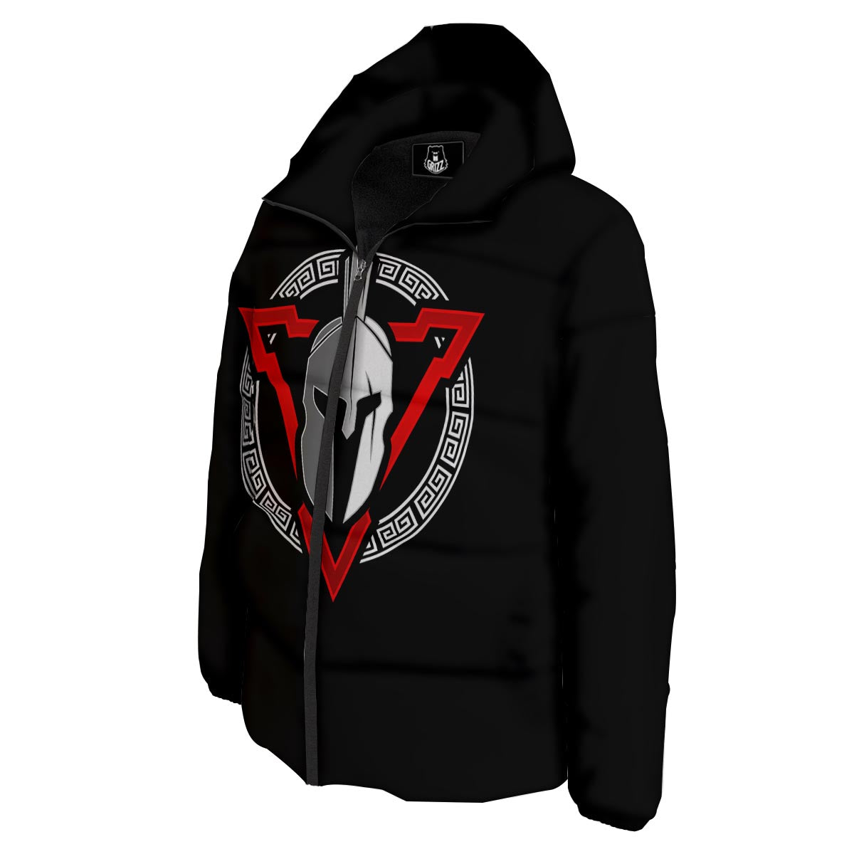 Spartan Red And White Print Down Jacket-grizzshop