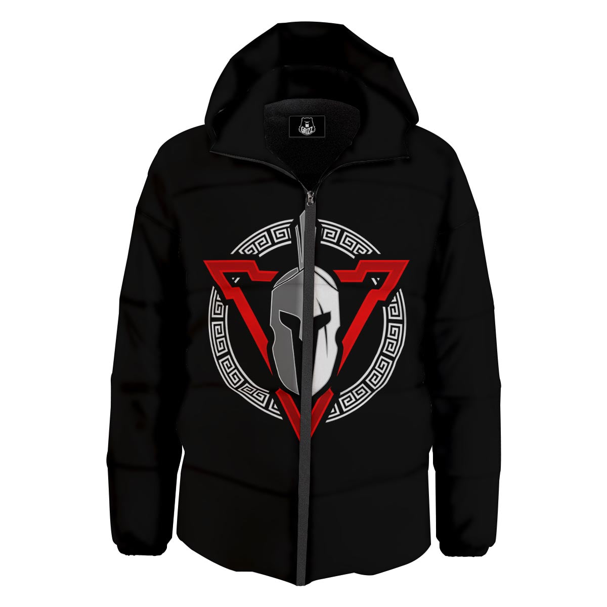 Spartan Red And White Print Down Jacket-grizzshop
