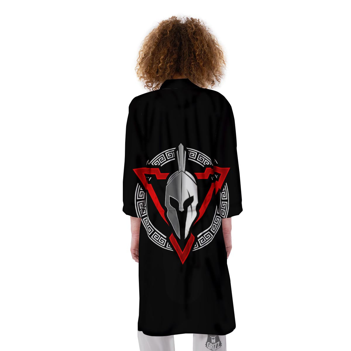 Spartan Red And White Print Kimono-grizzshop
