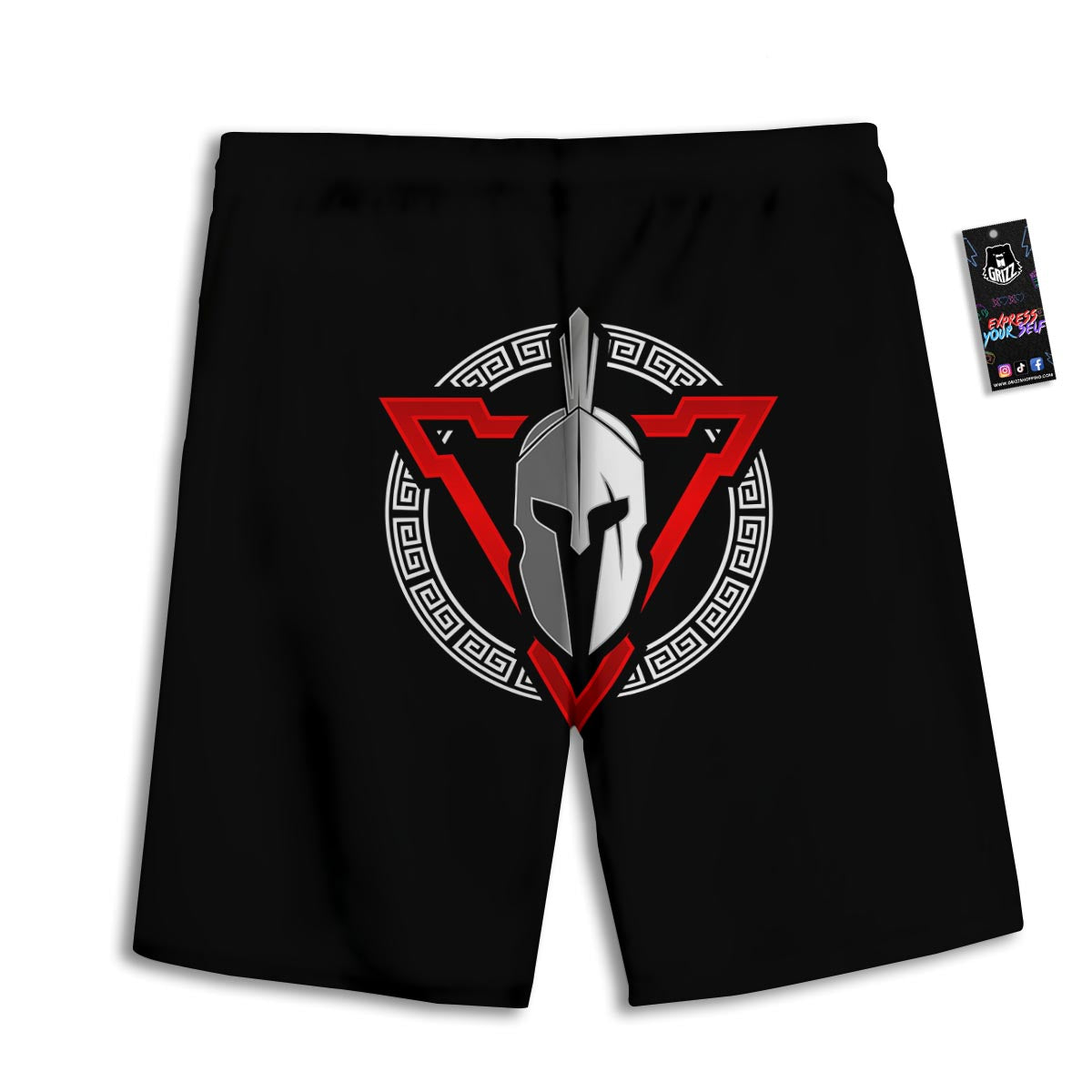 Spartan Red And White Print Men's Athletic Shorts