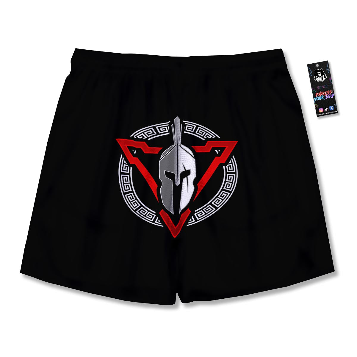 Spartan Red And White Print Men's Running Shorts-grizzshop