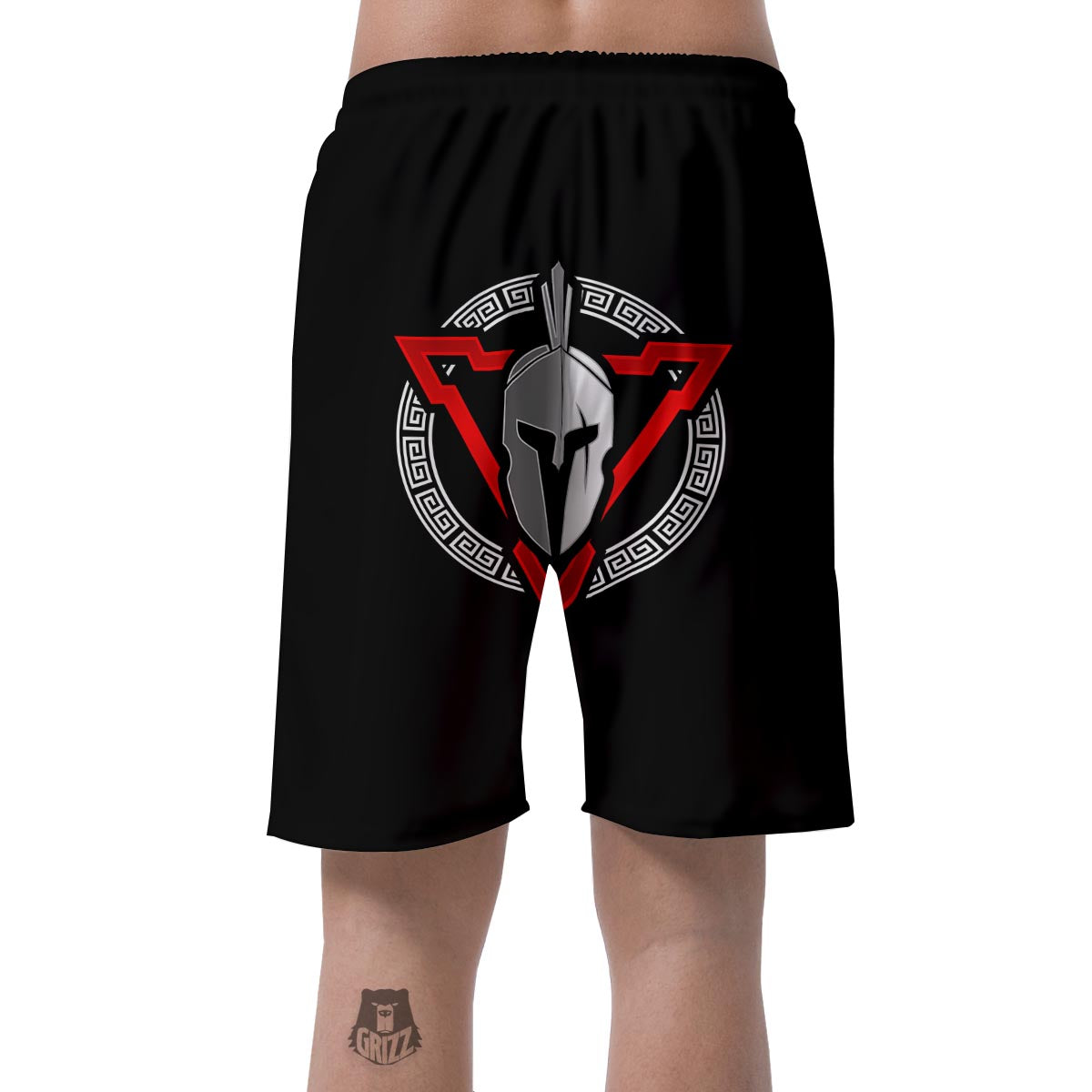 Spartan Red And White Print Men's Shorts-grizzshop