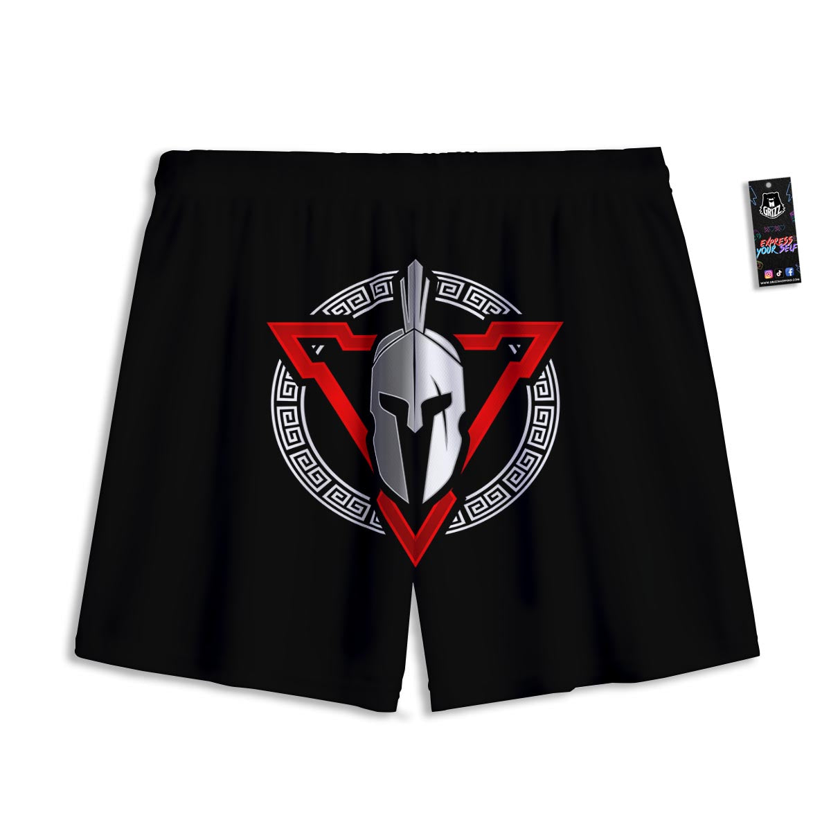 Spartan Red And White Print Mesh Shorts