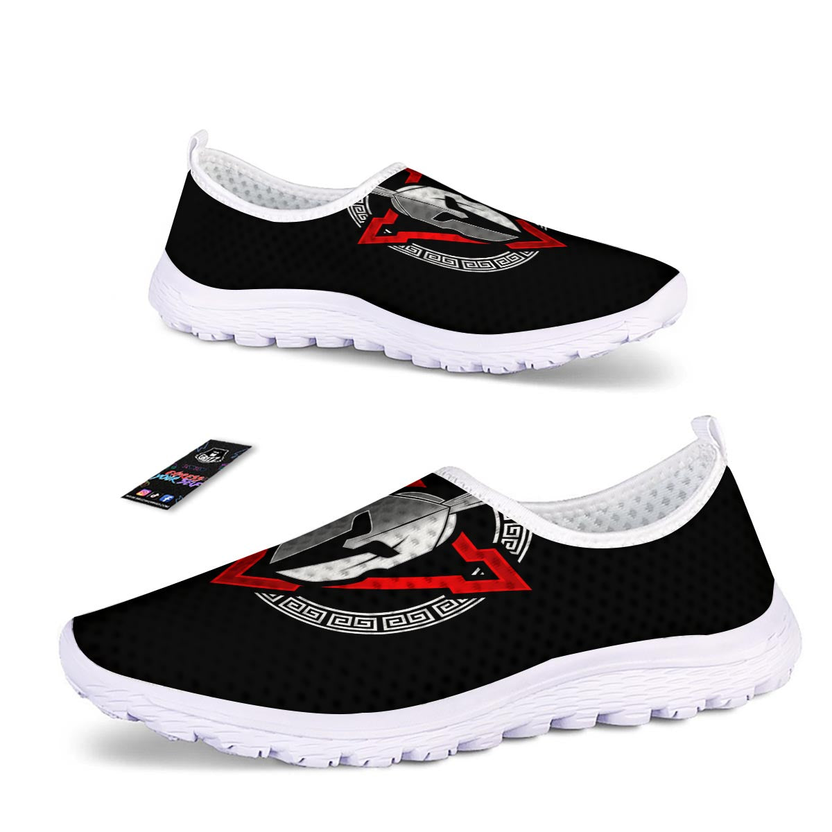 Spartan Red And White Print Nurse Shoes-grizzshop