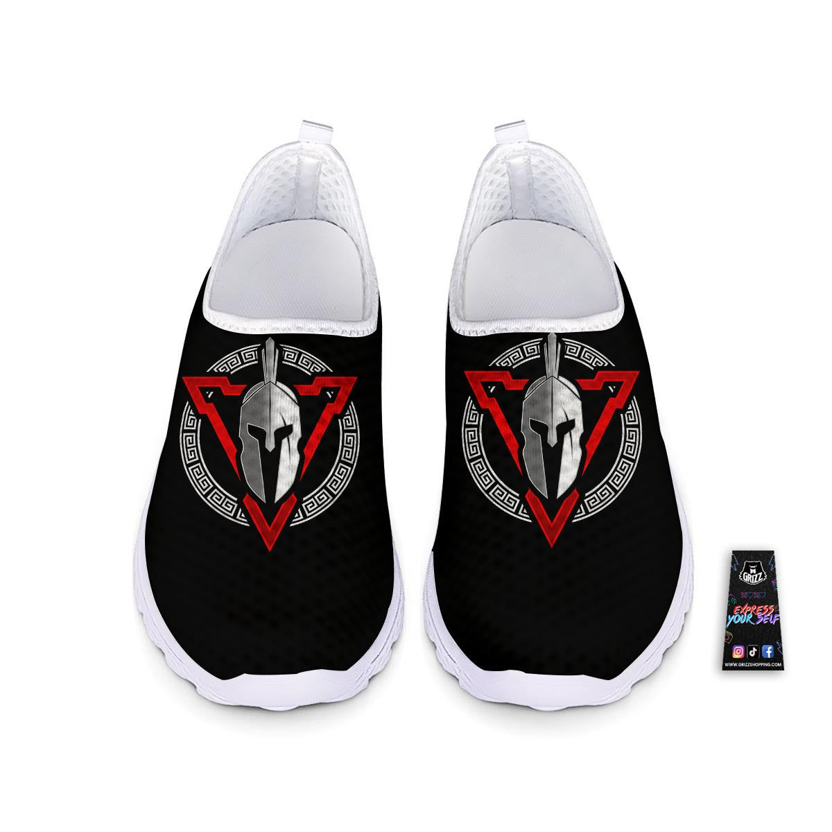 Spartan Red And White Print Nurse Shoes-grizzshop