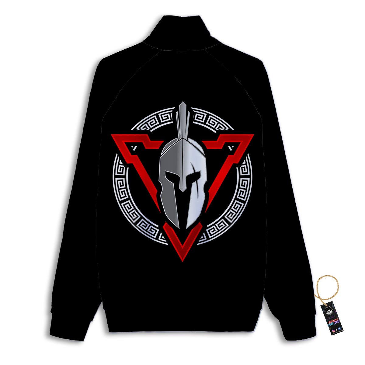Spartan Red And White Print Track Jacket-grizzshop