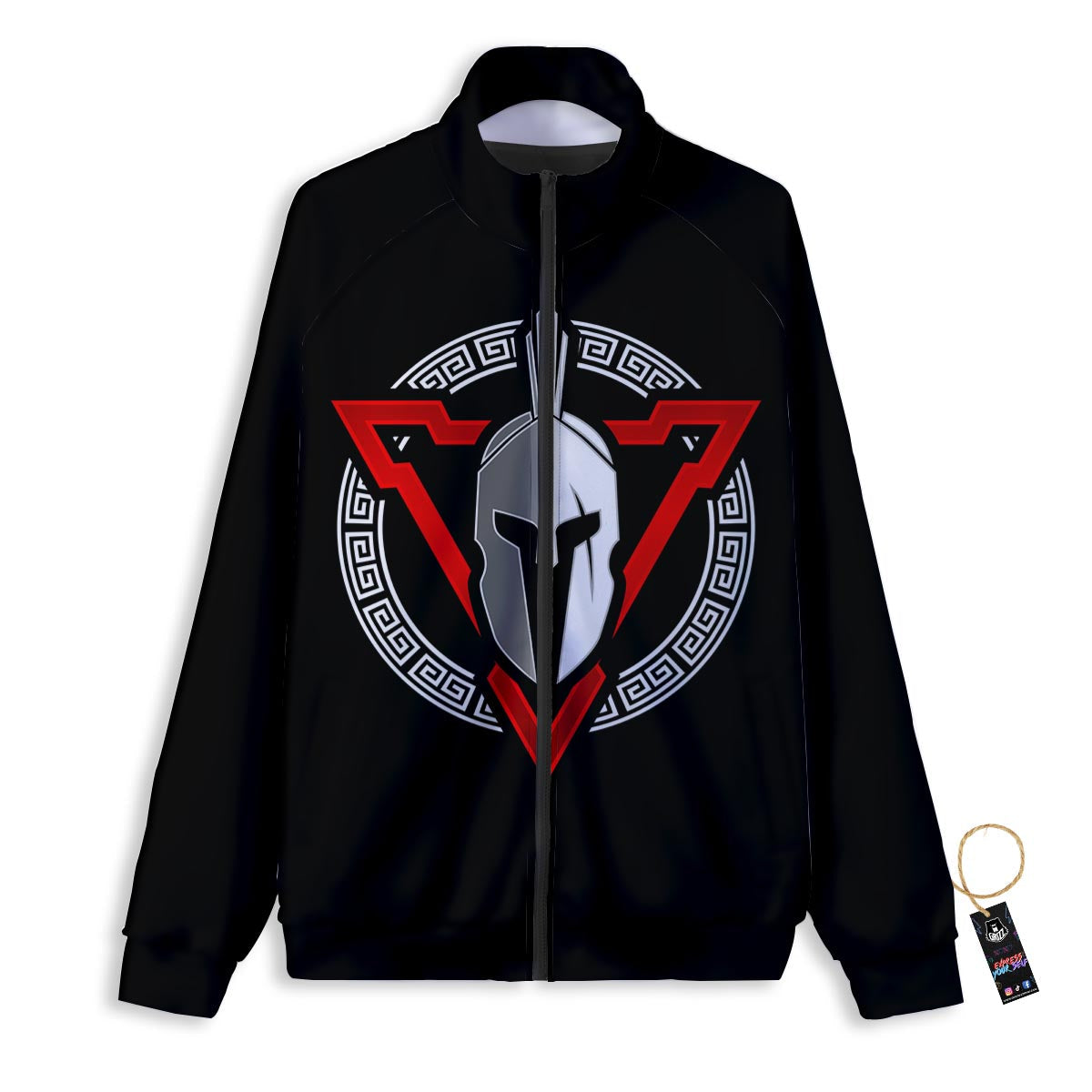 Spartan Red And White Print Track Jacket-grizzshop