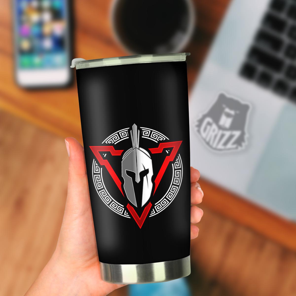 Spartan Red And White Print Tumbler-grizzshop