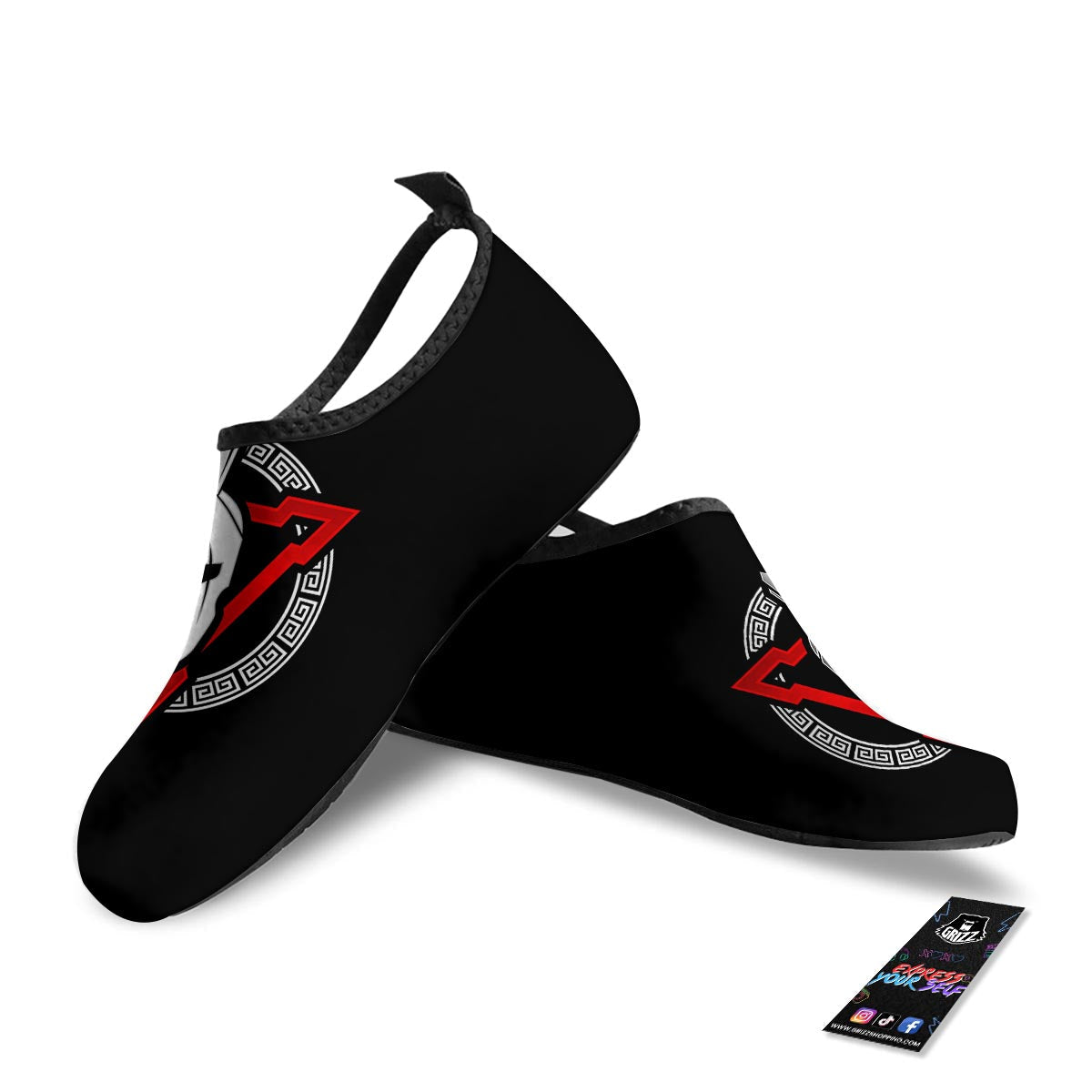 Spartan Red And White Print Water Shoes-grizzshop