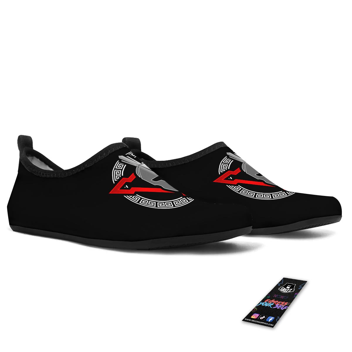 Spartan Red And White Print Water Shoes-grizzshop