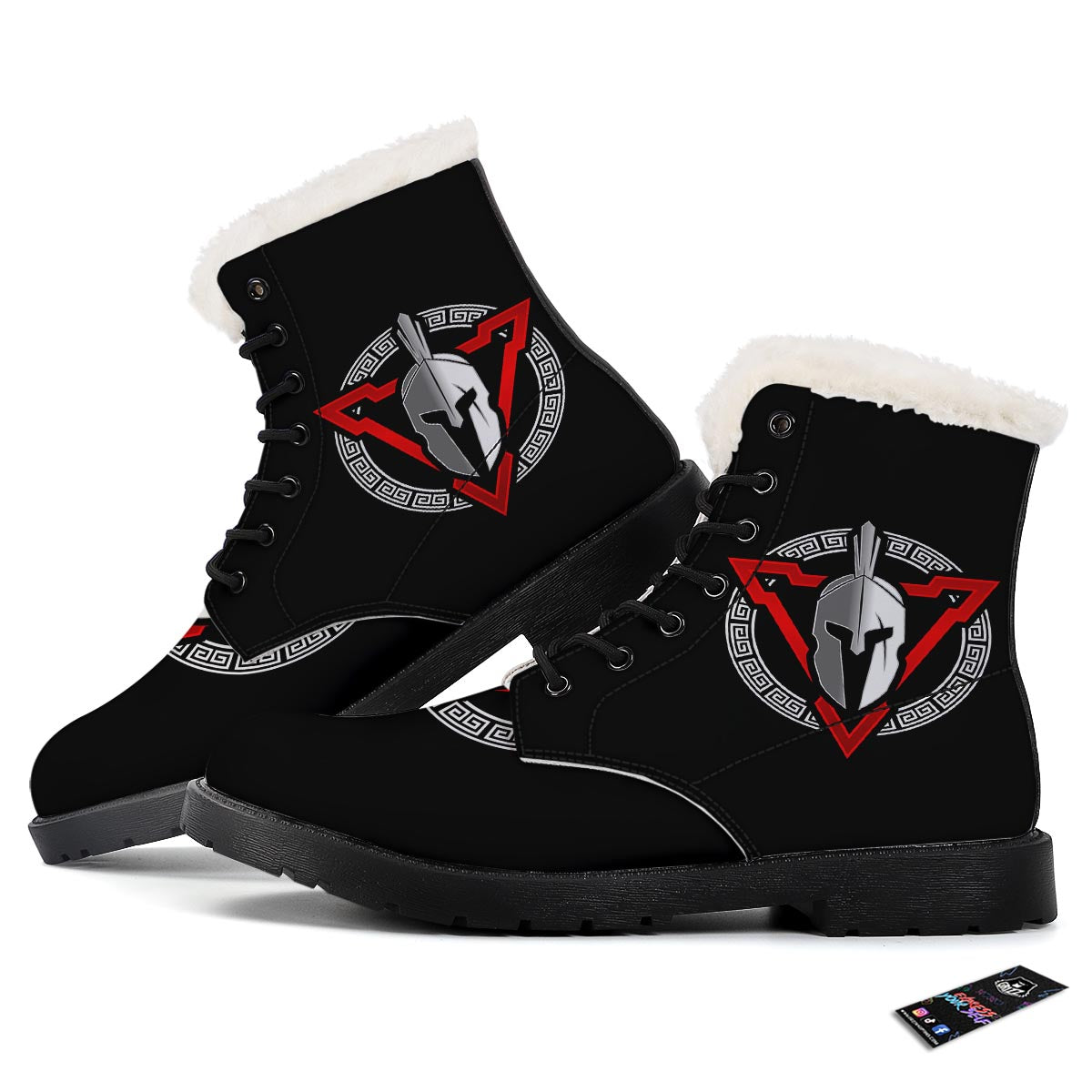 Spartan Red And White Print Winter Boots-grizzshop