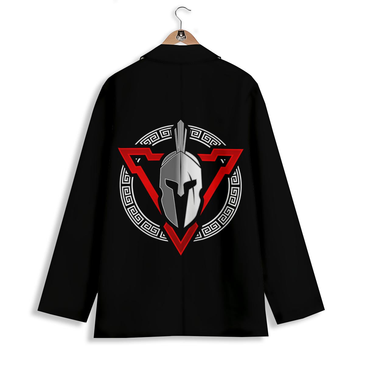Spartan Red And White Print Women's Blazer-grizzshop