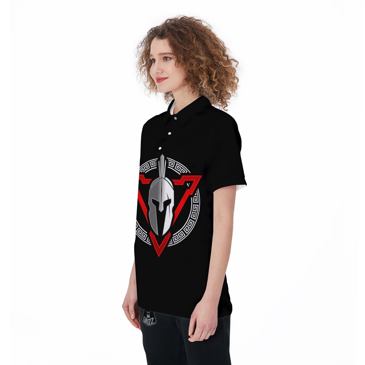Spartan Red And White Print Women's Golf Shirts-grizzshop