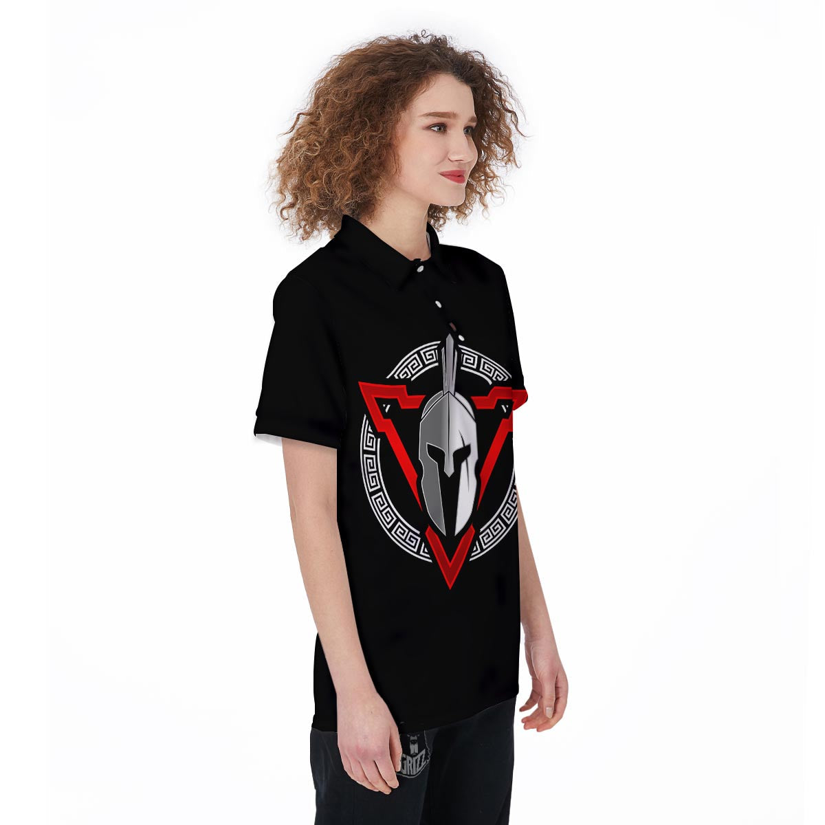 Spartan Red And White Print Women's Golf Shirts-grizzshop