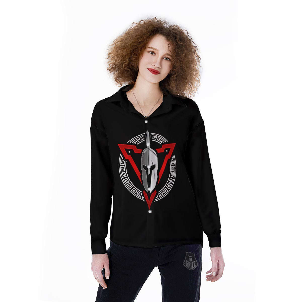 Spartan Red And White Print Women's Long Sleeve Shirts-grizzshop