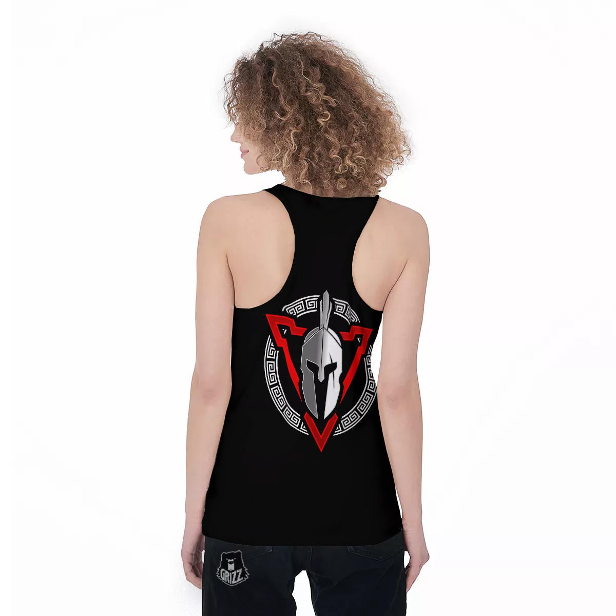 Spartan Red And White Print Women's Racerback Tank Top-grizzshop