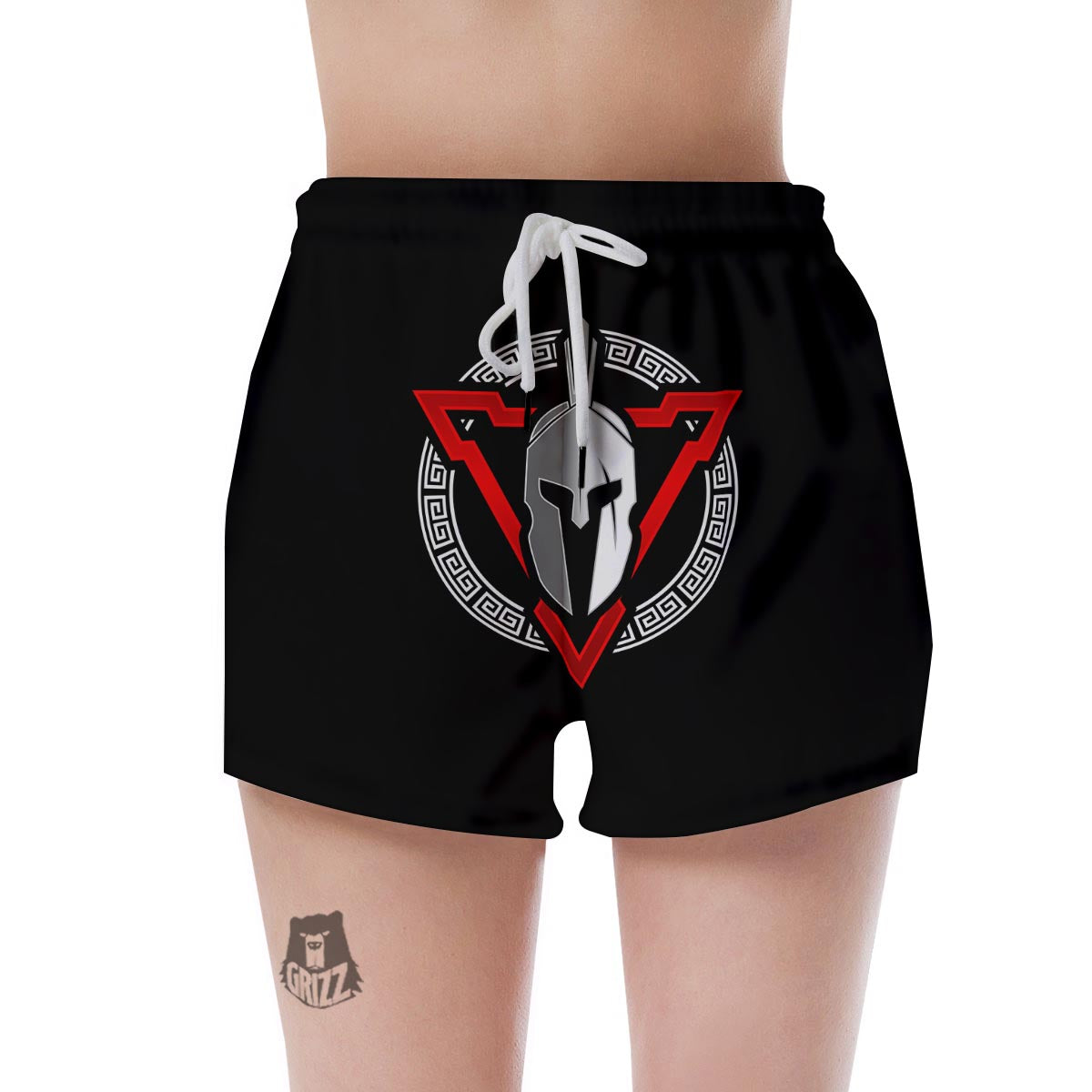 Spartan Red And White Print Women's Shorts-grizzshop