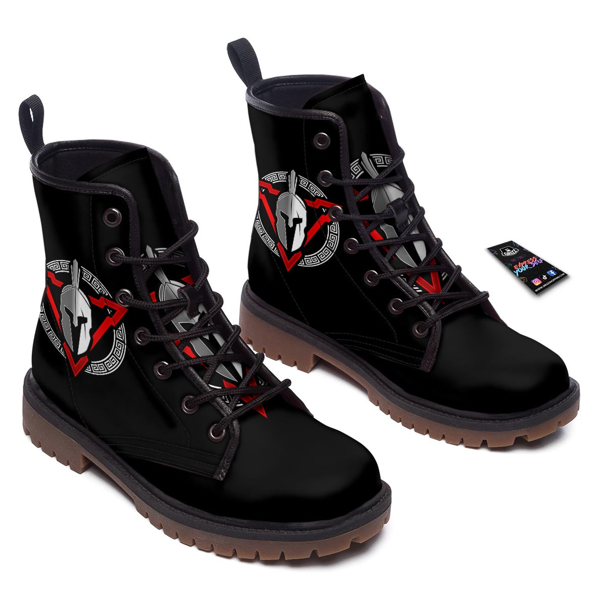Spartan Red And White Print Work Boots-grizzshop