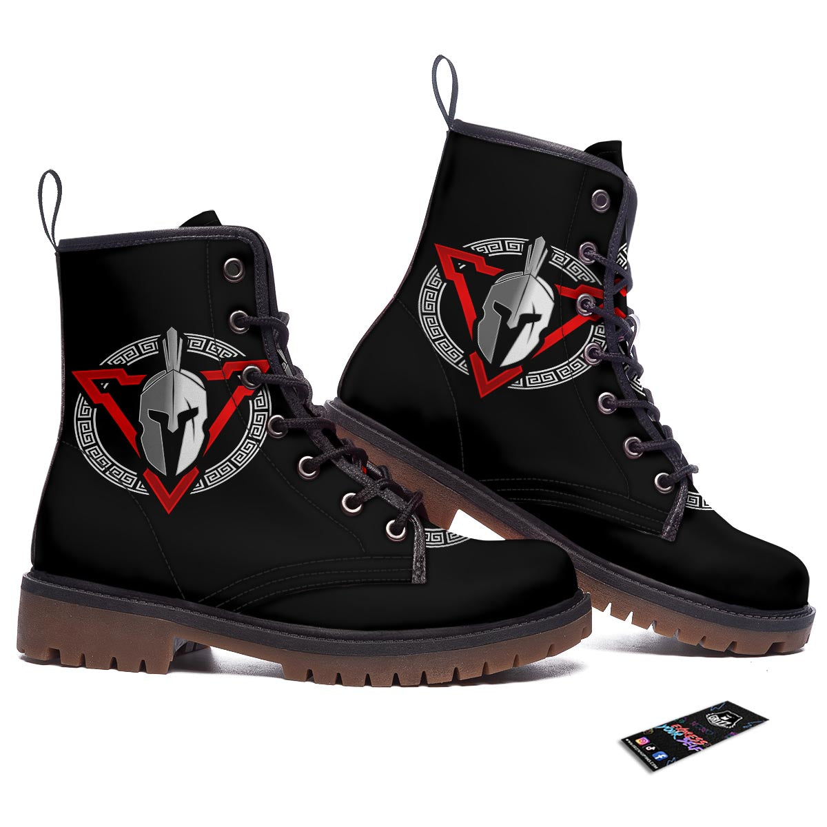 Spartan Red And White Print Work Boots-grizzshop