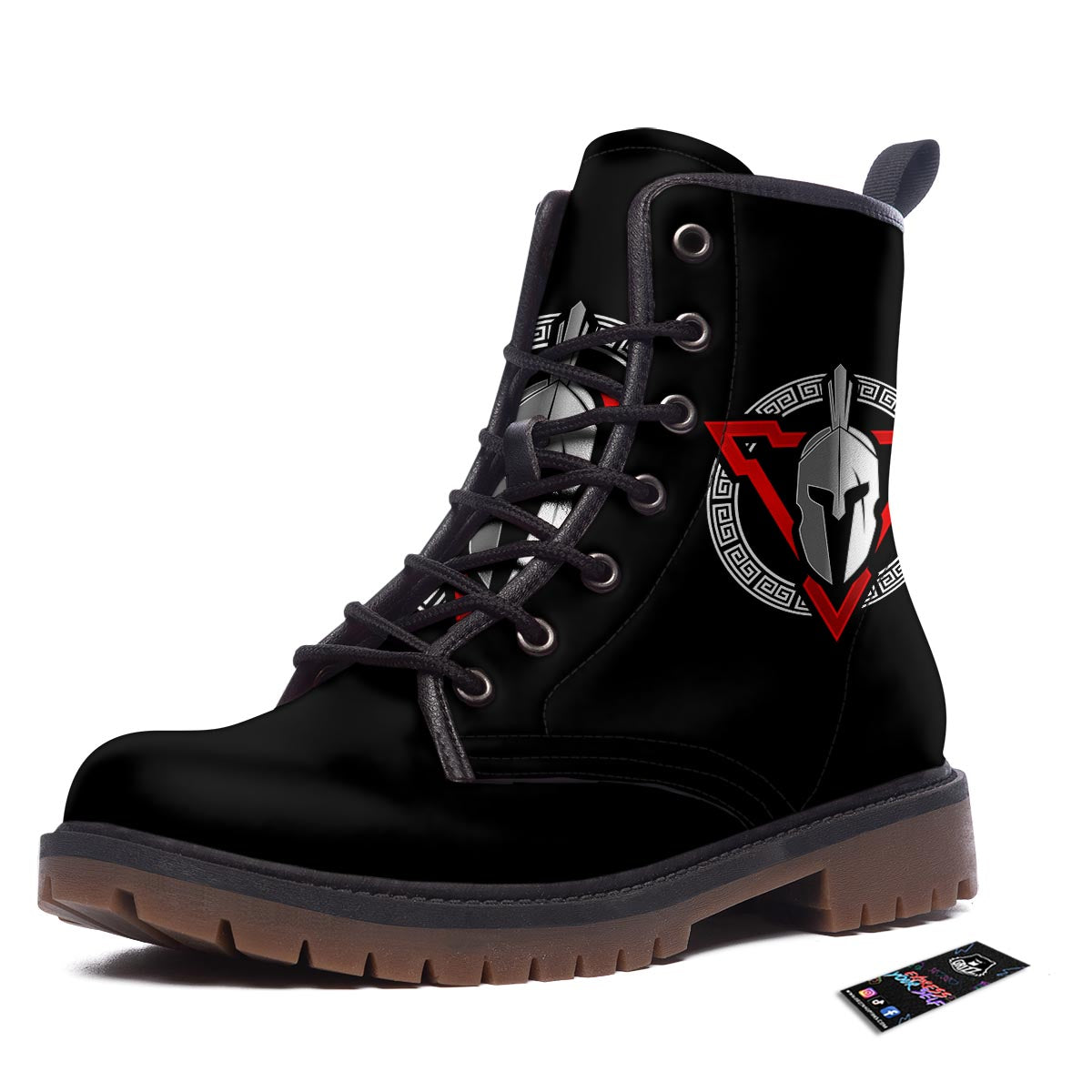 Spartan Red And White Print Work Boots-grizzshop