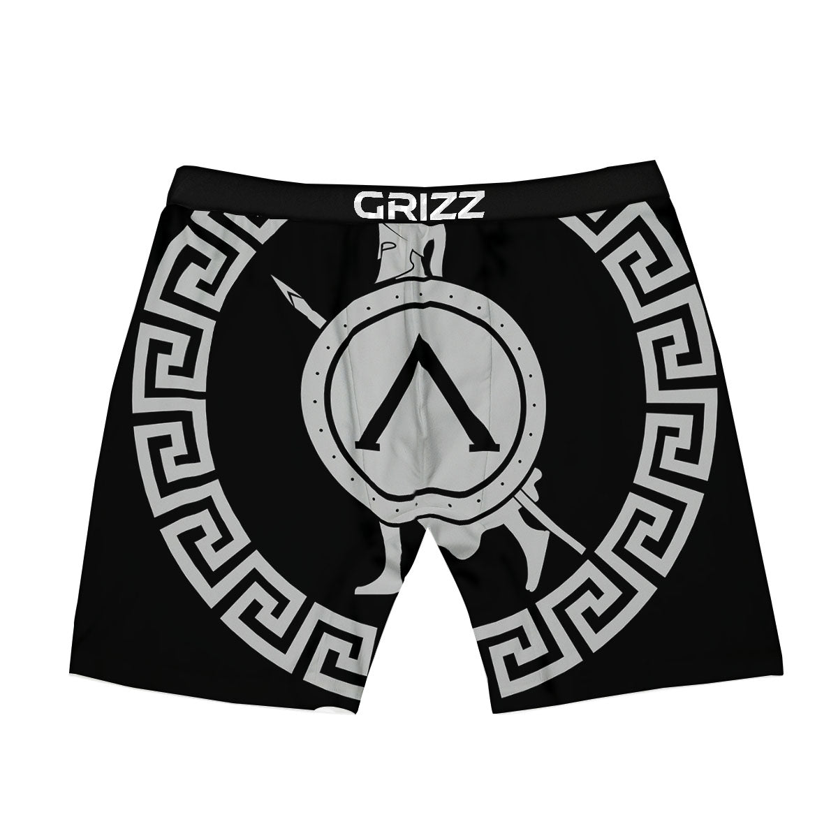 Spartan Warrior White And Black Print Boxer Briefs-grizzshop
