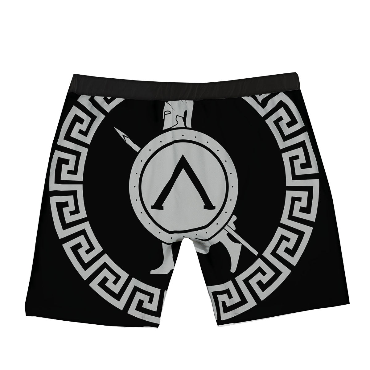 Spartan Warrior White And Black Print Boxer Briefs-grizzshop