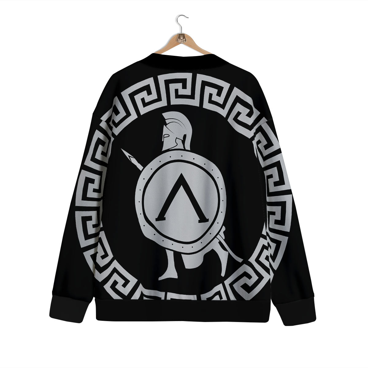 Spartan Warrior White And Black Print Cardigan-grizzshop