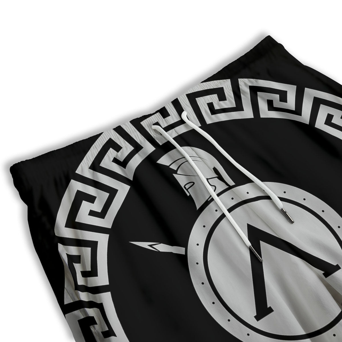 Spartan Warrior White And Black Print Men's Athletic Shorts