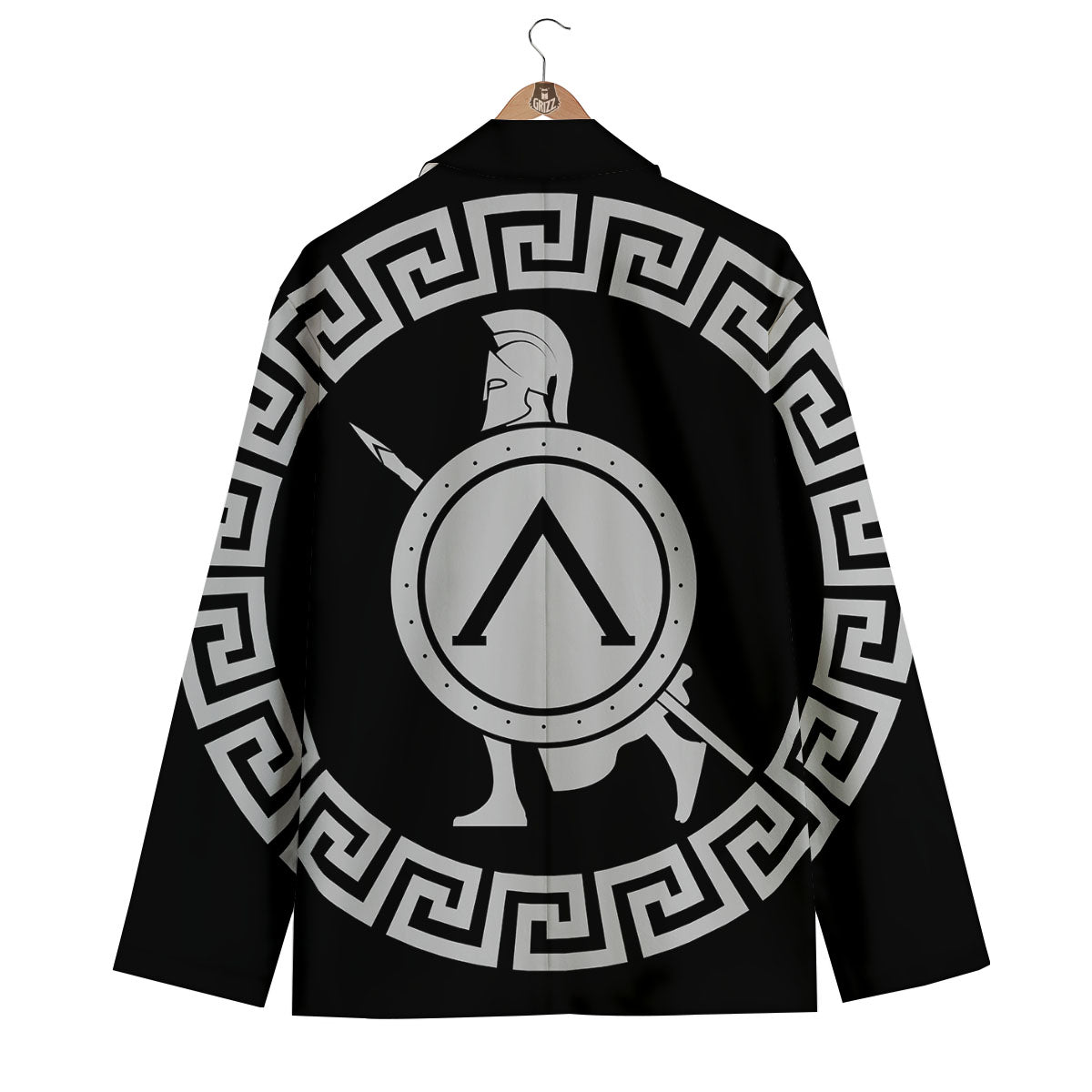 Spartan Warrior White And Black Print Men's Blazer-grizzshop