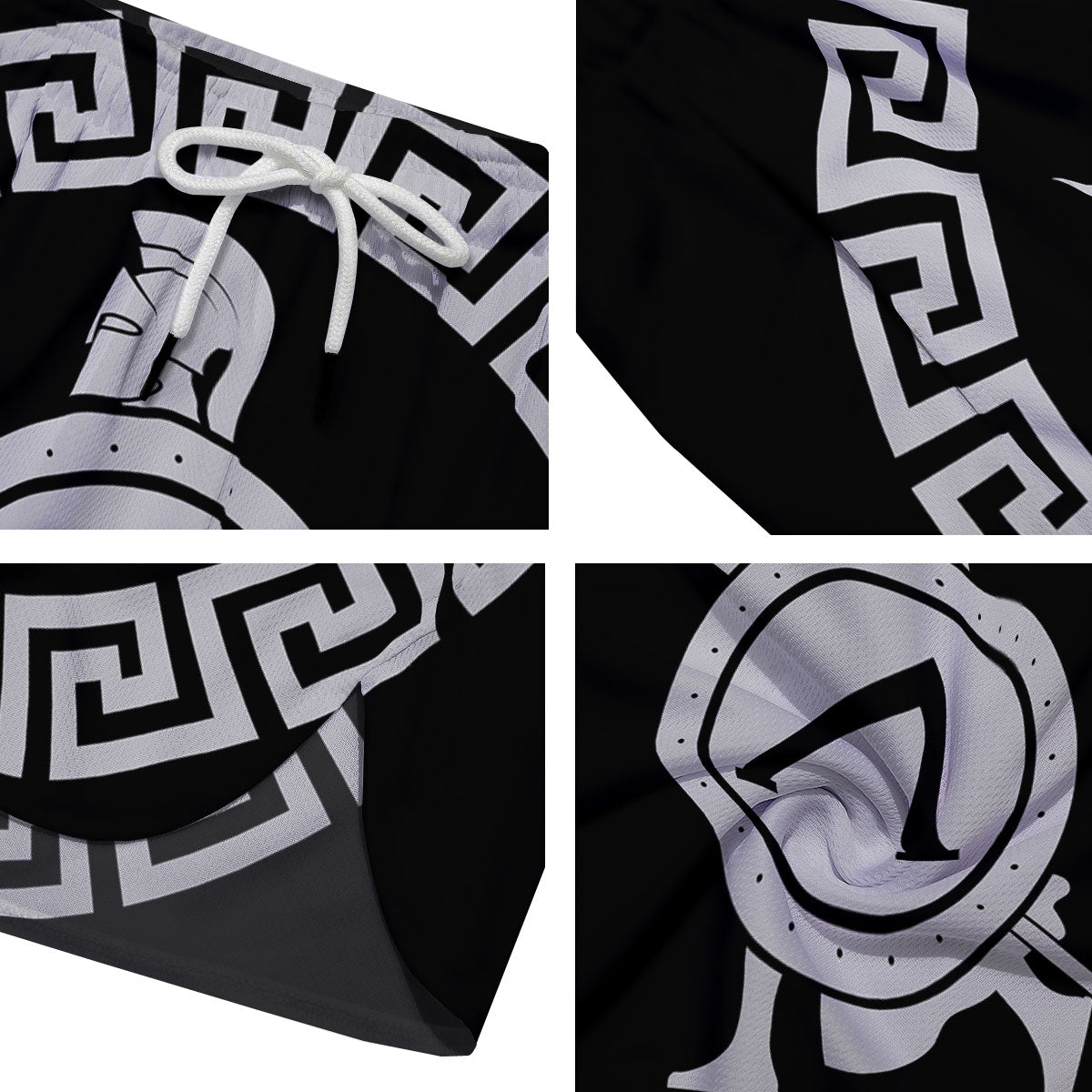 Spartan Warrior White And Black Print Men's Running Shorts-grizzshop