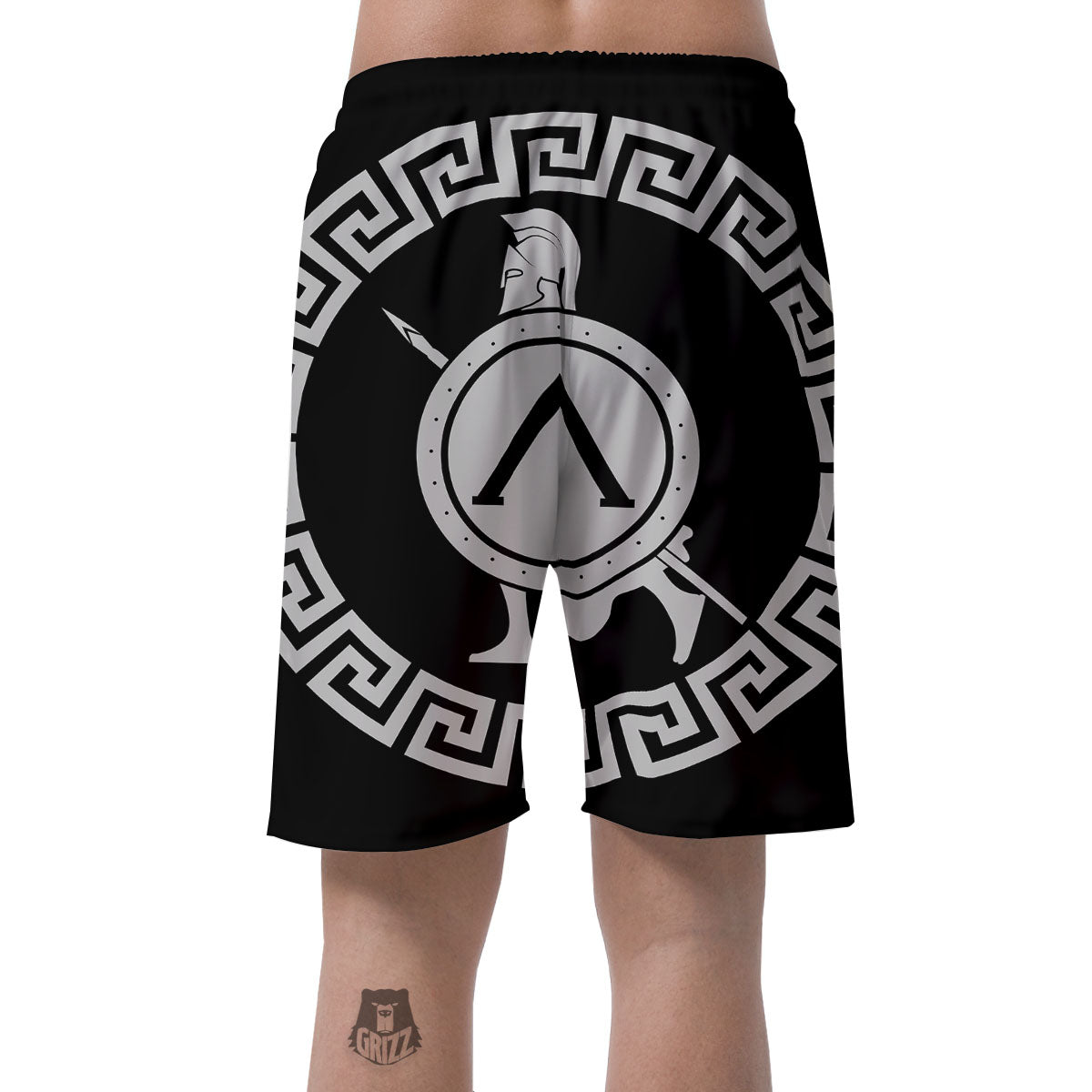 Spartan Warrior White And Black Print Men's Shorts-grizzshop