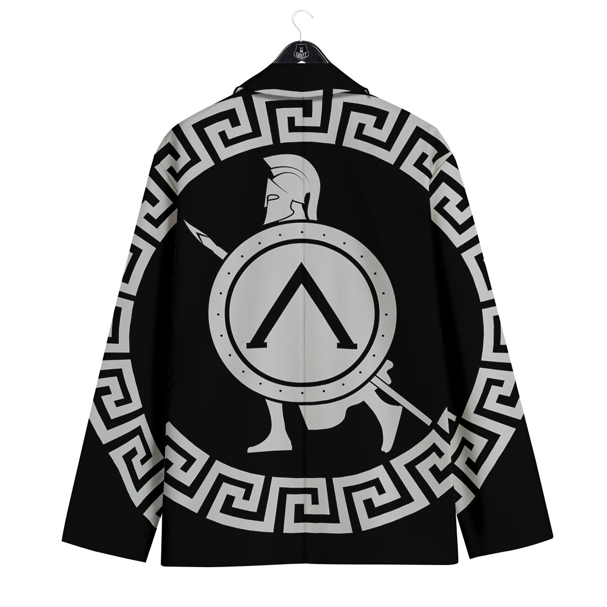 Spartan Warrior White And Black Print Men's Sport Coat-grizzshop