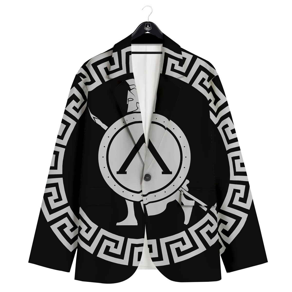 Spartan Warrior White And Black Print Men's Sport Coat-grizzshop