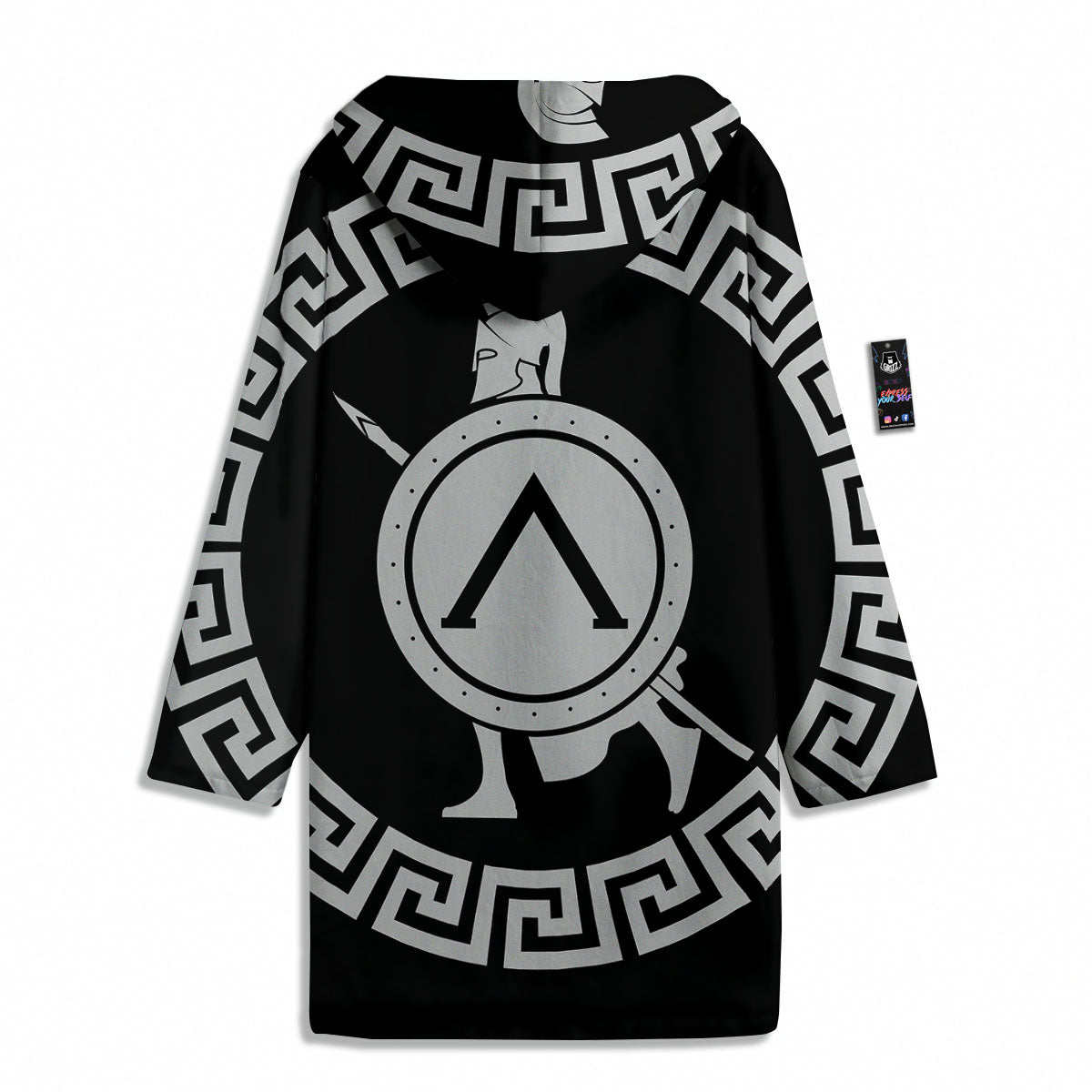Spartan Warrior White And Black Print Men's Windbreaker Jacket-grizzshop