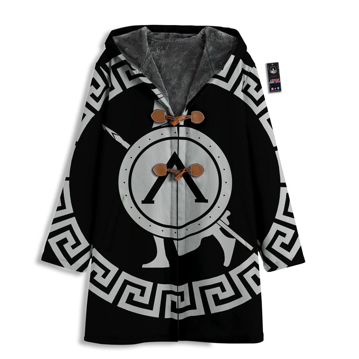 Spartan Warrior White And Black Print Men's Windbreaker Jacket-grizzshop
