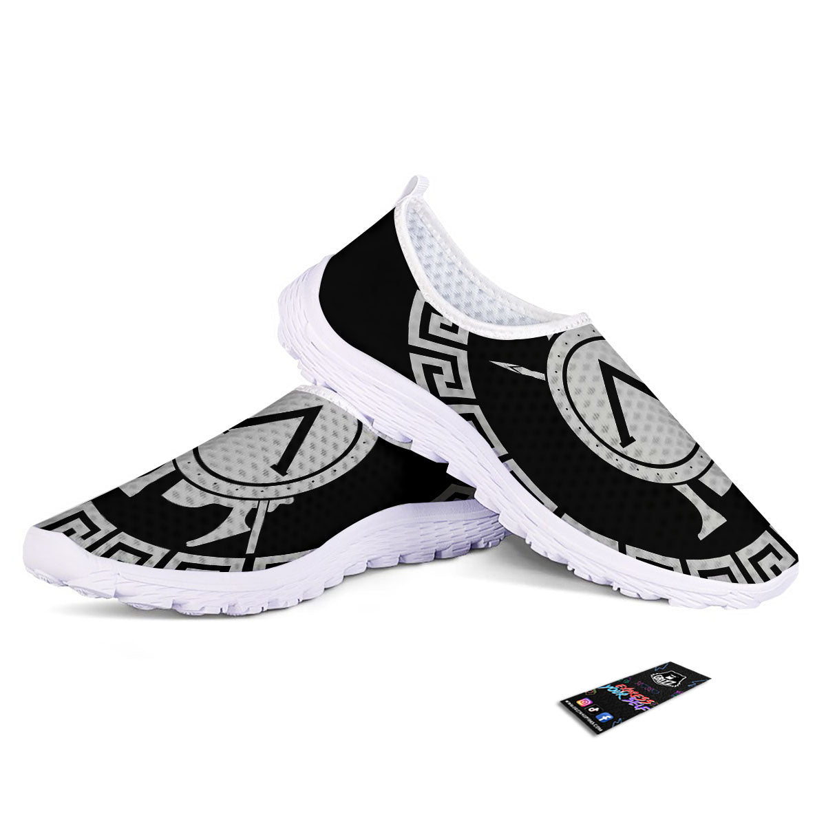 Spartan Warrior White And Black Print Nurse Shoes-grizzshop