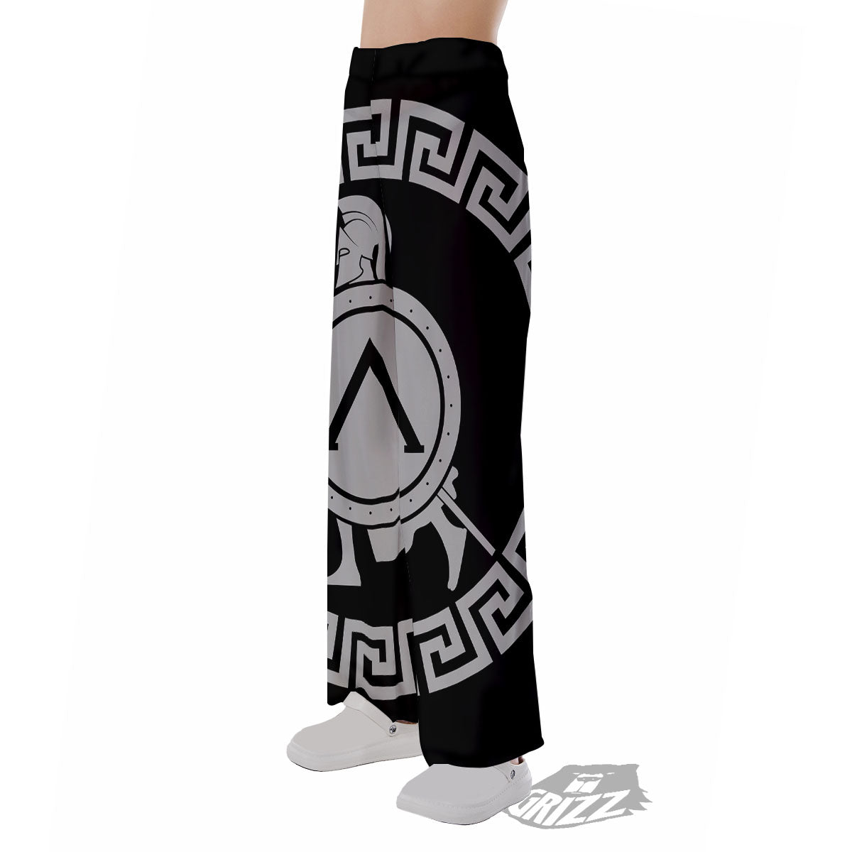 Spartan Warrior White And Black Print Pajama Pants-grizzshop