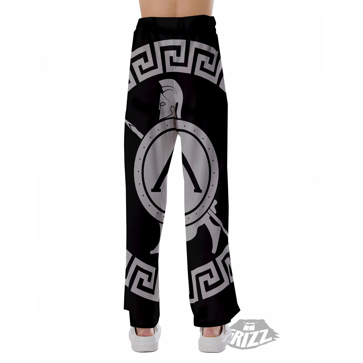 Spartan Warrior White And Black Print Pajama Pants-grizzshop