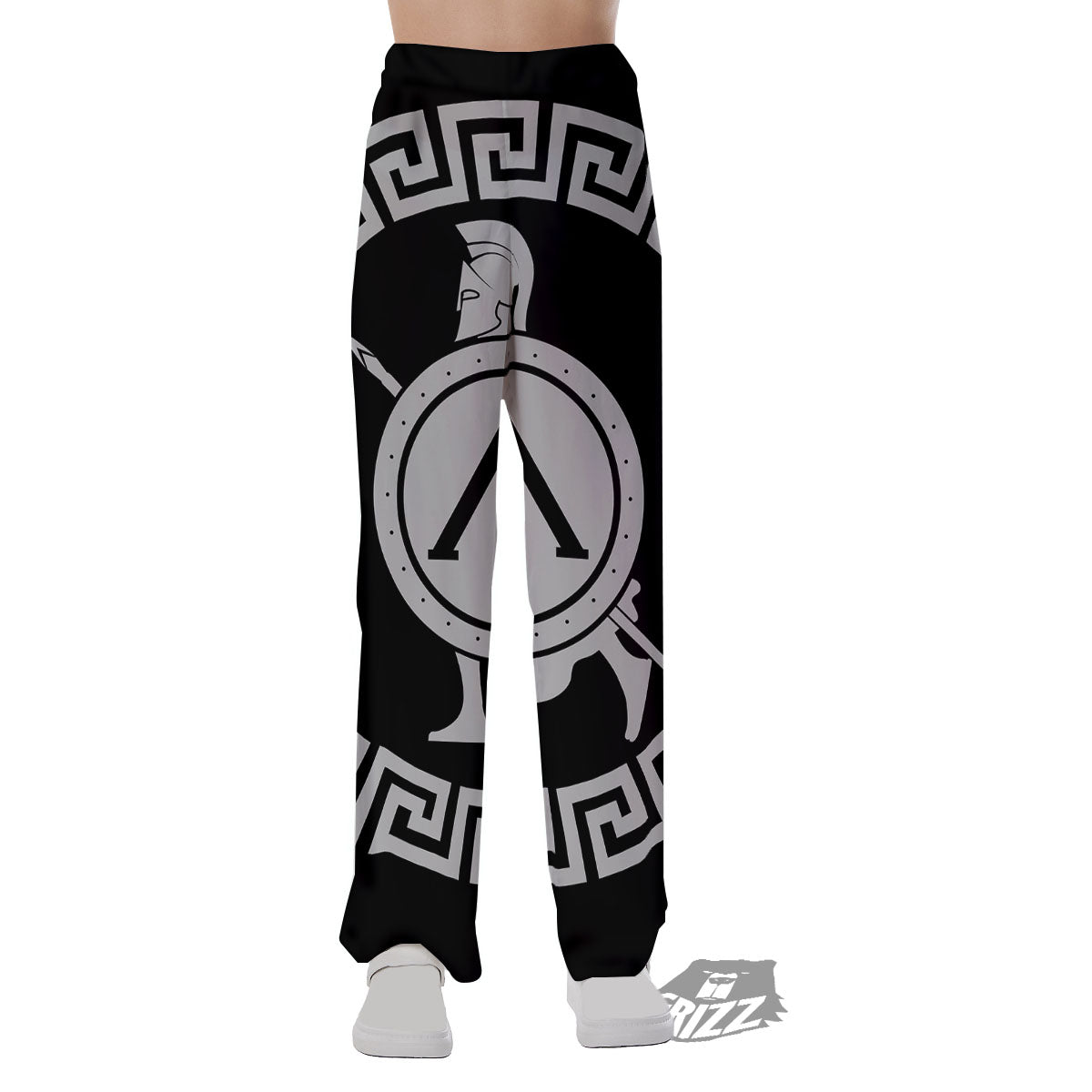 Spartan Warrior White And Black Print Pajama Pants-grizzshop