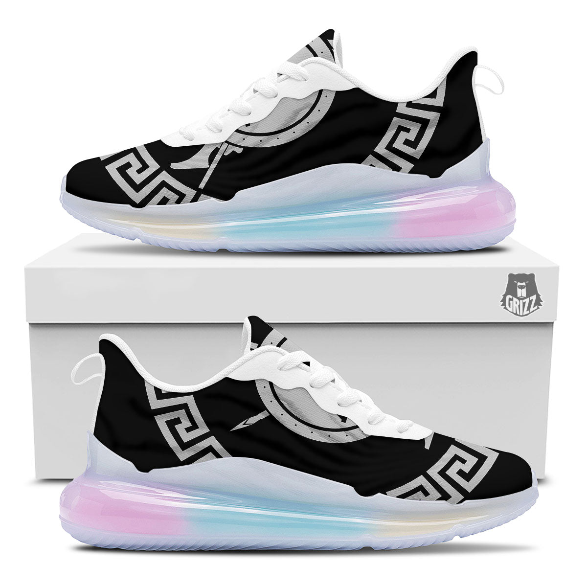 Spartan Warrior White And Black Print Running Sneakers-grizzshop